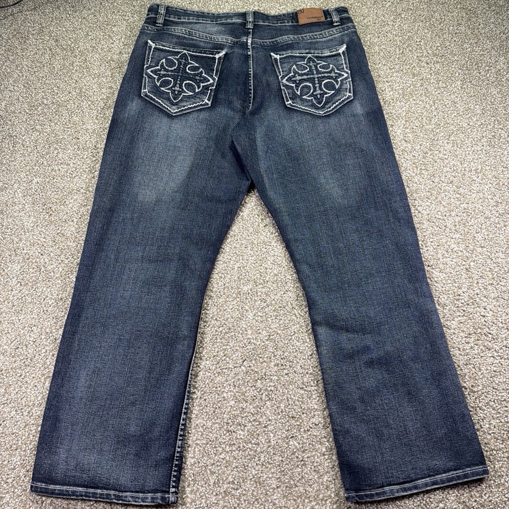 Flypaper Men's Jeans Cross Embroidered Bootcut Dark Wash Rare Size 36